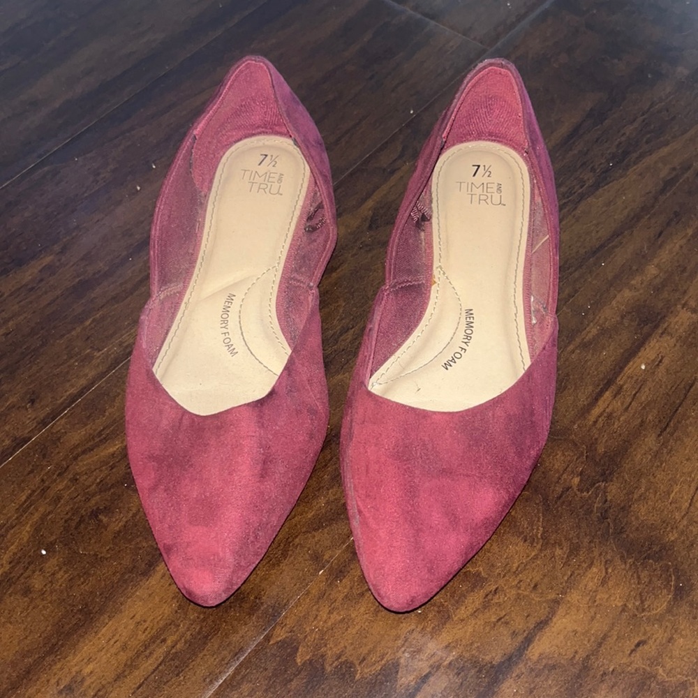 Burgundy Velour Flats